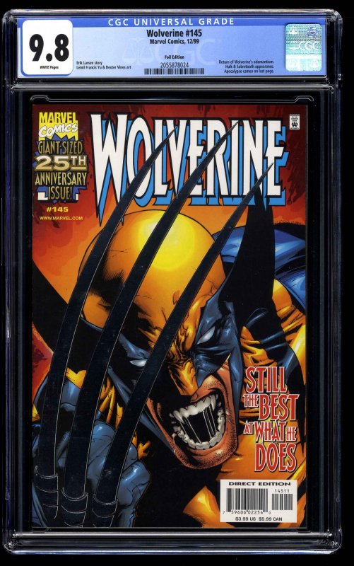 Wolverine (1988) #145 CGC NM/M 9.8 White Pages Silver Foil Variant Cover