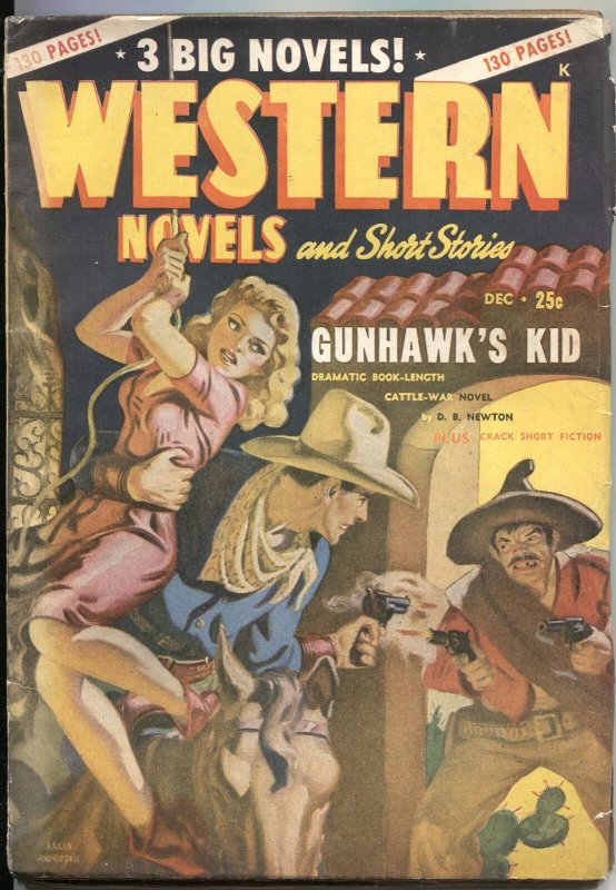 WESTERN NOVELS & STORIES--DEC 1947--SPICY GIRL ART PULP COVER--ALLEN ANDERSON