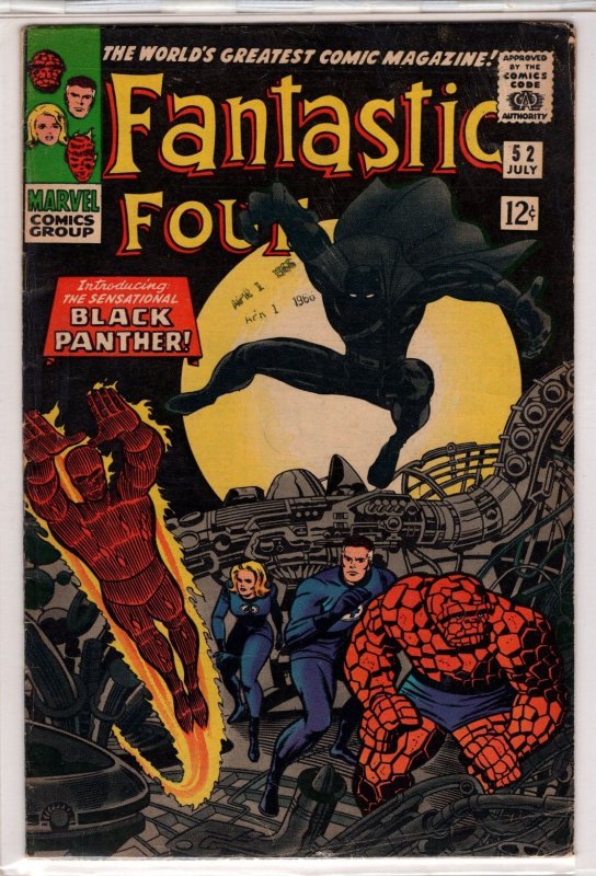 • Fantastic Four #52 (1966) 1st app. Black Panther! Lee & Kirby! / GA#1