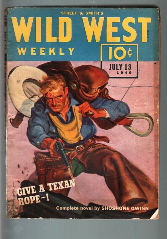 WILD WEST WEEKLY 7/13/1940-WESTERN PULP-SHOSHONE GWINN! VG/FN