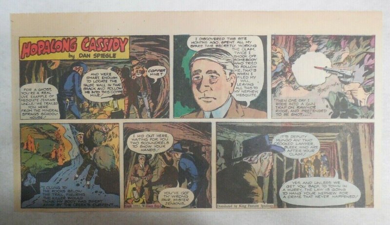 Hopalong Cassidy Sunday Page by Dan Spiegle from 2/13/1955 Size: 7.5 x 15 inches
