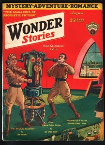 WONDER STORIES 1930 AUG-ROBOT CHOKES MEN!-SCI FI PULP! FN