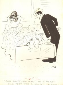 Sexy Cheating Wife w/ Bad Feet Gag - Humorama 1964 art by Lowell Hoppes