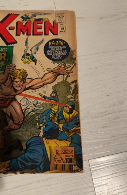 The X-Men #10 (1965)1st Kazar in X-men Low grade see description