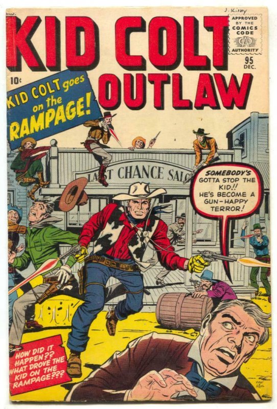 Kid Colt Outlaw #95 1960- Jack Kirby- Rare Marvel Western FN