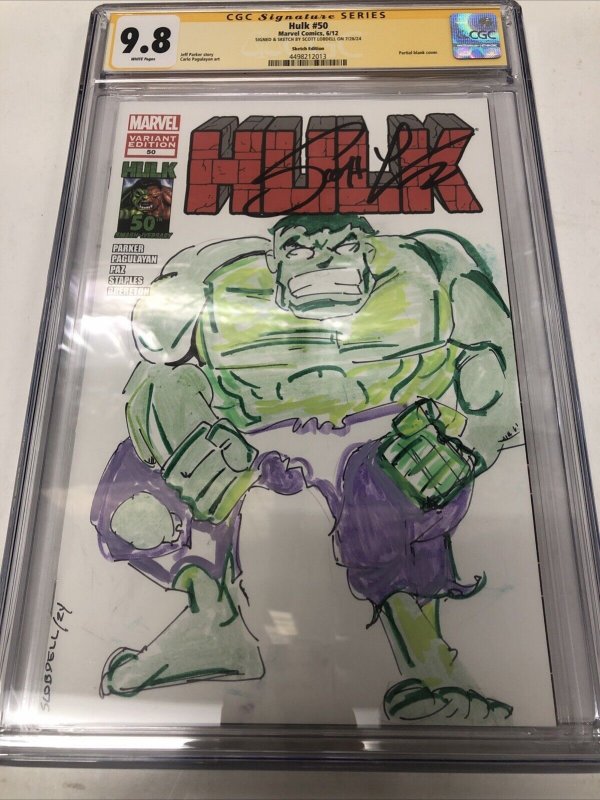 Hulk (2012) # 50 (CGC 9.8 SS) Sketch * Signed Sketch Scot Lobdell * Art Parker