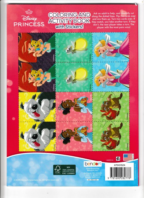 PRINCESSES | COLORING & ACTIVITY BOOK W/STICKERS (2025) MATCH GAME | NEW UNUSED