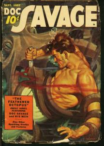 DOC SAVAGE PULP-1937 SEPT-DOC FIGHTS OCTOPUS UNDERWATER FR