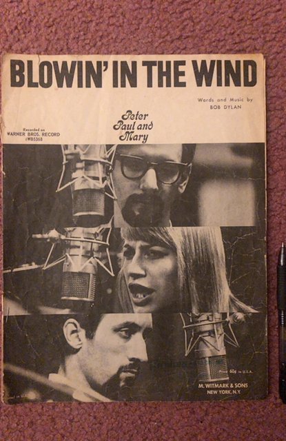 Blowing in the wind sheet music by Bob Dylan,peter ,Paul and Mary sing