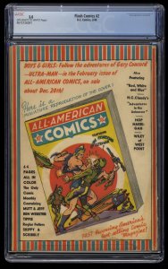 Flash Comics #2 CGC GD/VG 3.0 2nd Appearance of Flash and 1st Hawkman Cover!