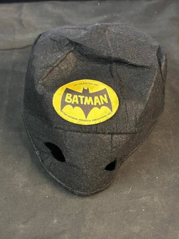 BATMAN CAP & COWL 2pc Lot - Felt Arlington Hats - Good Condition - Vintage 1966