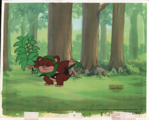 Star Wars: Ewoks Animation Cell Over Xeroxed Background - Wicket Arrow'd