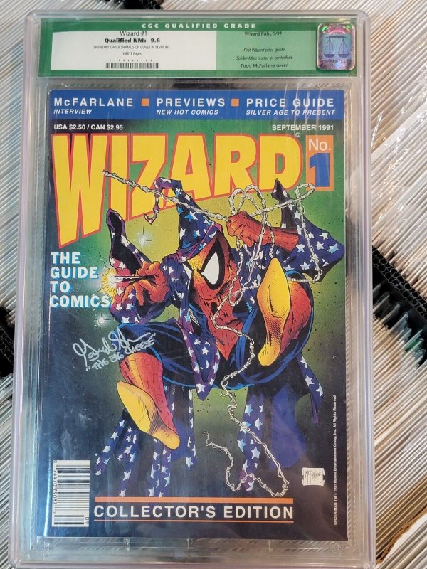 CGC 9.6 Wizard #1 Newsstand Price Comic Guide 1991 Signed by Gareb Shamus Editor