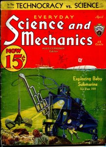 Everyday Science and Mechanics 4/1933-Gernsback-submarine-pulp fiction-VG