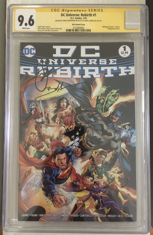 1ST GOTHAM GIRL DC Universe Rebirth #1:100 Midnight Variant CGC 9.6 NM+ SIGNED2X