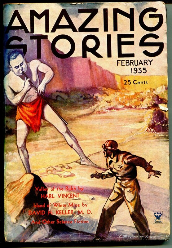 Amazing Stories 2/1935-Tech Pubs-pulp format-rare transistional period title-VG-