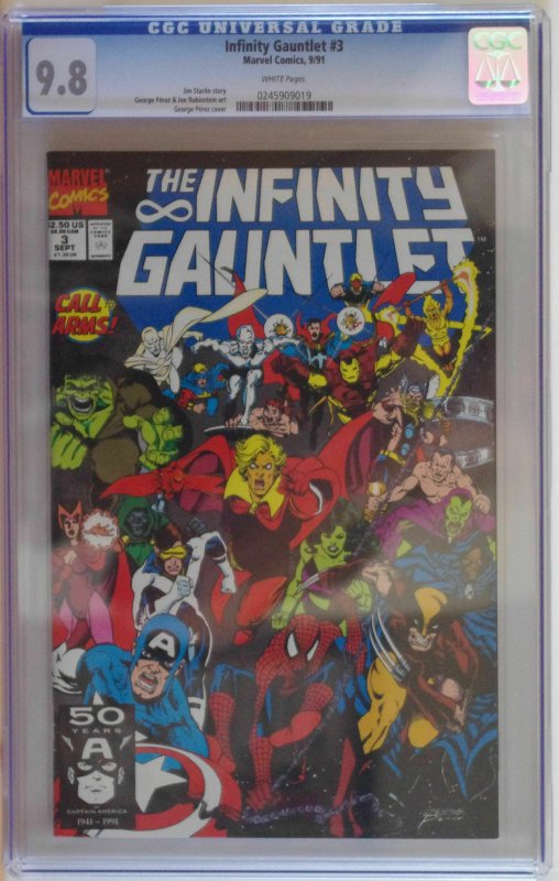 INFINITY GAUNTLET #3, CGC = 9.8, NM/M, Thanos, Avengers, 1991, more in store