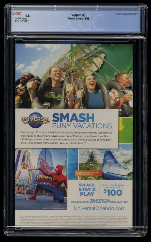 Venom #3 CGC NM/M 9.8 White Pages 1st Knull!