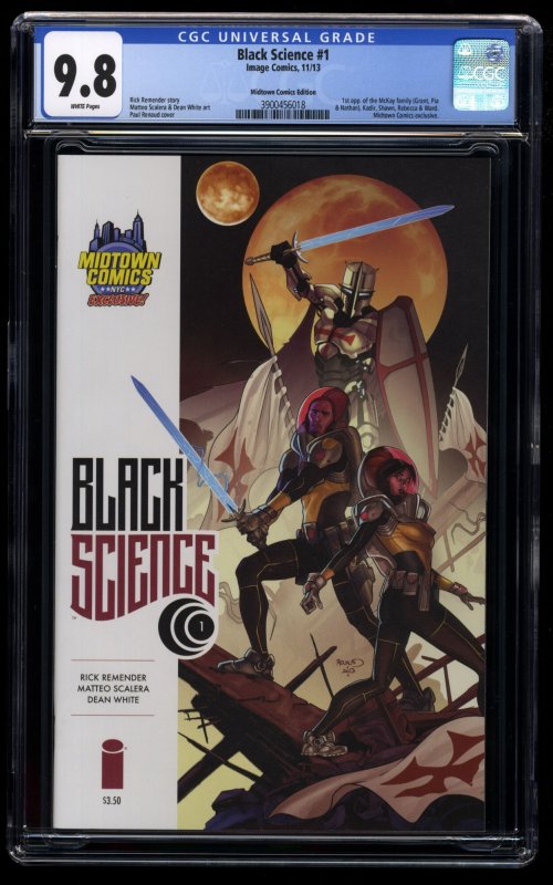 Black Science #1 CGC NM/M 9.8 White Pages Midtown Comics Variant