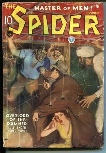 SPIDER-10/1935-HERO PULP-WEIRD MENACE-JOHN HOWITT-OVERLORD OF THE DAMNED-vg+