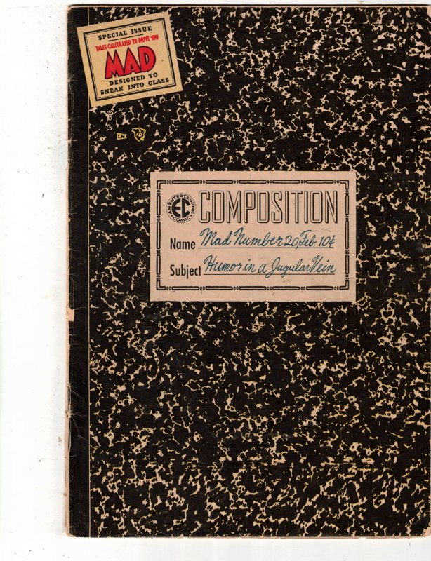 Mad #20 (1955) VG/FN School Book Composition PRICE DROP! BEANTOWN PRE-MAGAZINE!