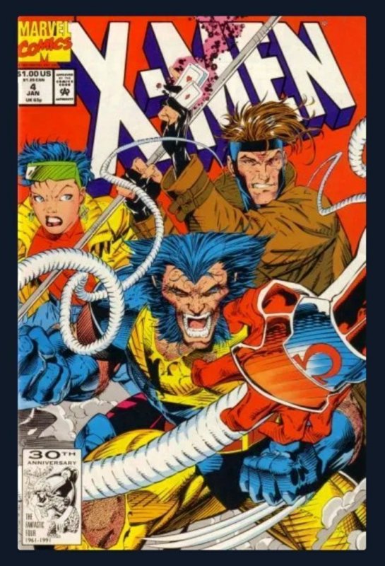 Xmen #4 (1992) Hot-Key! 1st OMEGA-RED Appearance vs Wolverine! Deadpool 3 Gambit