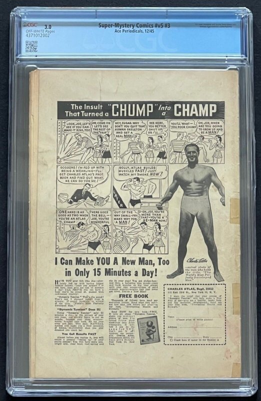 Super-Mystery Comics v5 #3 Ace Periodicals 1945 CGC 3.0 Classic Cover
