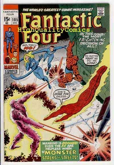 FANTASTIC FOUR #105, VF+, John Romita, Thing, Monser,more FF in our store