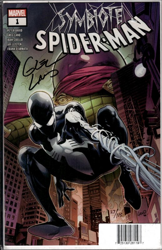 Symbiote Spider-Man #1 signed by Greg Land with COA! 27/115