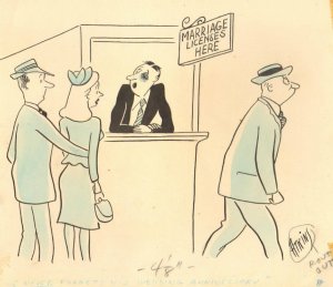 Marriage License Gag Art - Humorama 1960 art by Elmer Atkins