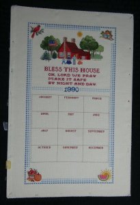 BLESS THIS HOUSE Needlepoint Family House Watermelon 12x18 Greeting Card Art #nn