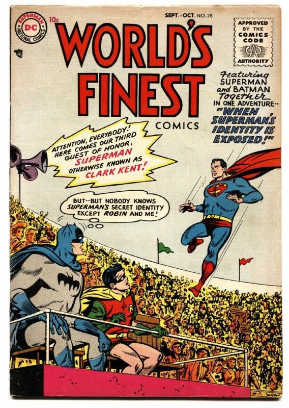 WORLDS FINEST #78 1955-DC SUPERMAN-BATMAN-GREEN ARROW-TOMAHAWK