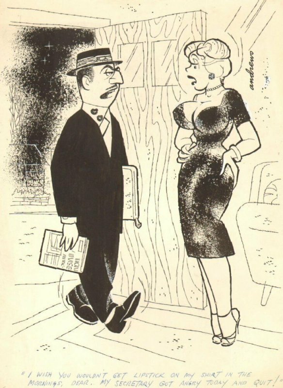 Sexy Lipstick Gag 1959 Humorama art by Felix Andrews