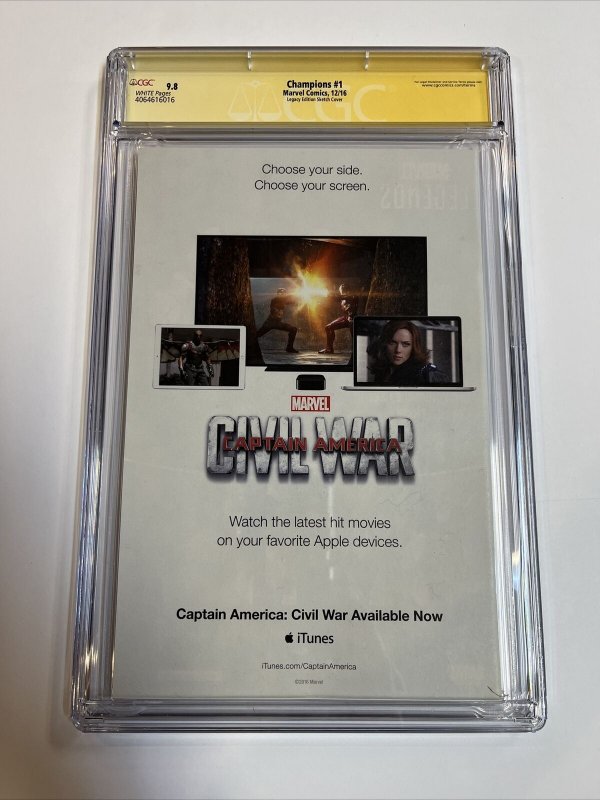 Champions (2016) # 1 (CGC SS 9.8) Signed By Artgem & Ramos | Sketch Cover