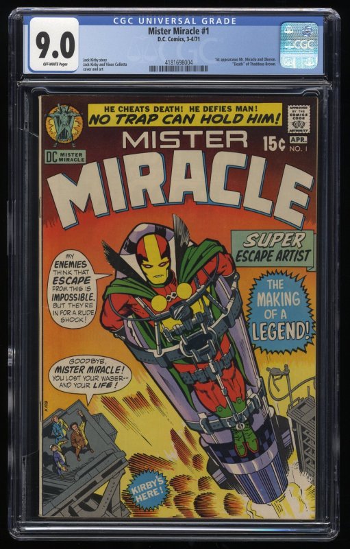 Mister Miracle (1971) #1 CGC VF/NM 9.0 Off White 1st Appearance Oberon Kirby!