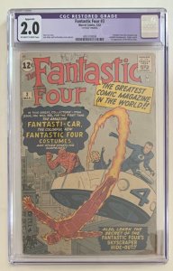 (1962) FANTASTIC FOUR #3 1st Costumes & Miracle Man CGC 2.0 TRIMMED OW/WP