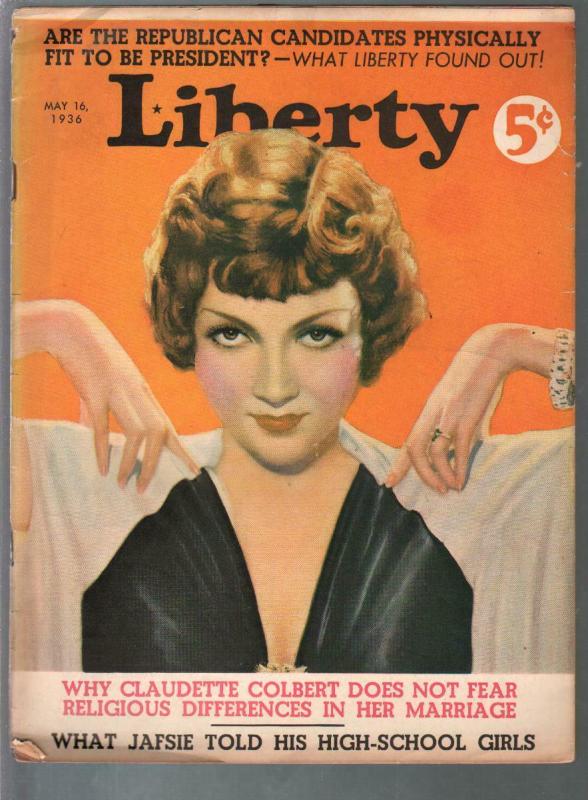 Liberty 5/16/1936-Claudette Colbert-Tchetchet-Jack Dempsey-pulp fiction-FR