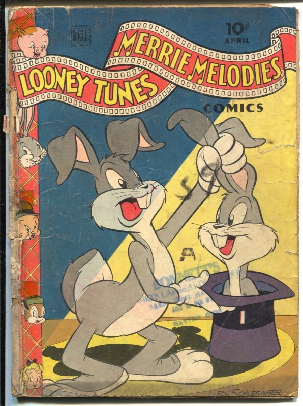 Looney Tunes #42 1945-Dell-magic trick cover-Bugs Bunny-Porky Pig-G 