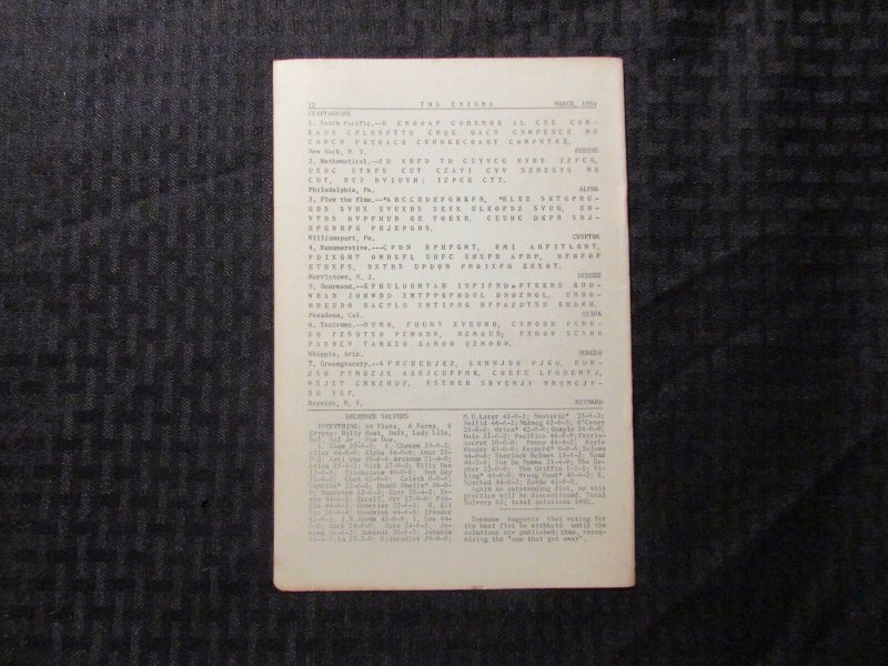 1954 THE ENIGMA Puzzle Fanzine #600 VG 4.0 Crosswords Cryptograms 8pgs