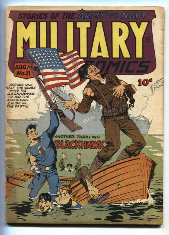 MILITARY #11 1942-QUALITY-Blackhawk-HITLER story-Golden-Age comic