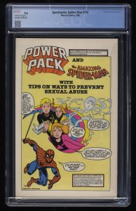 Spectacular Spider-Man #116 CGC NM+ 9.6 White Pages Sabretooth Appearance!