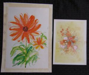 HAPPY EASTER Orange & White Flowers 2pcs 8x11 Greeting Card Art #8763