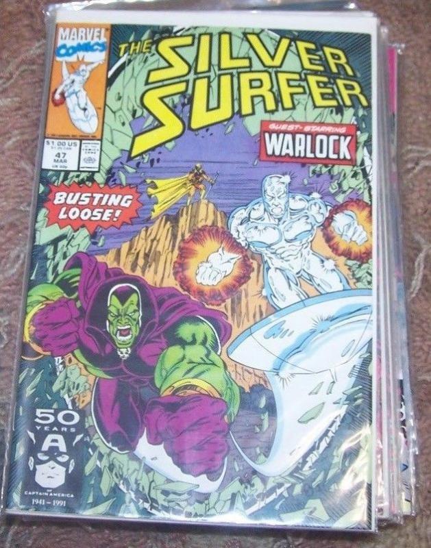 Silver Surfer #47 (Mar 1991, Marvel thanos drax gamora warlock soul gems AVENGER