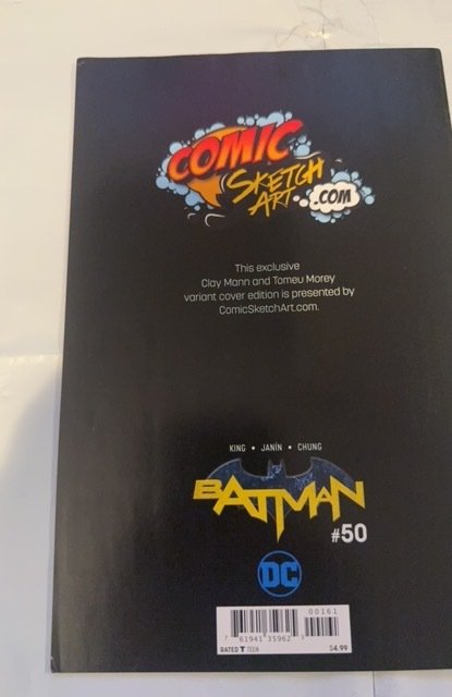 BATMAN #50 (2018), SIGNED by Clay Mann, JOKER Virgin Varian wear back cover