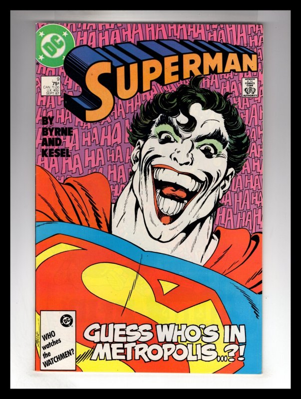 Superman #9 (1987) VF/VF+ Joker Appearance! John Byrne / ID#856