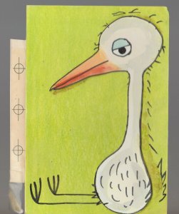 CARTOON Bird or Stork Sitting 5x7 Greeting Card Art #J1885