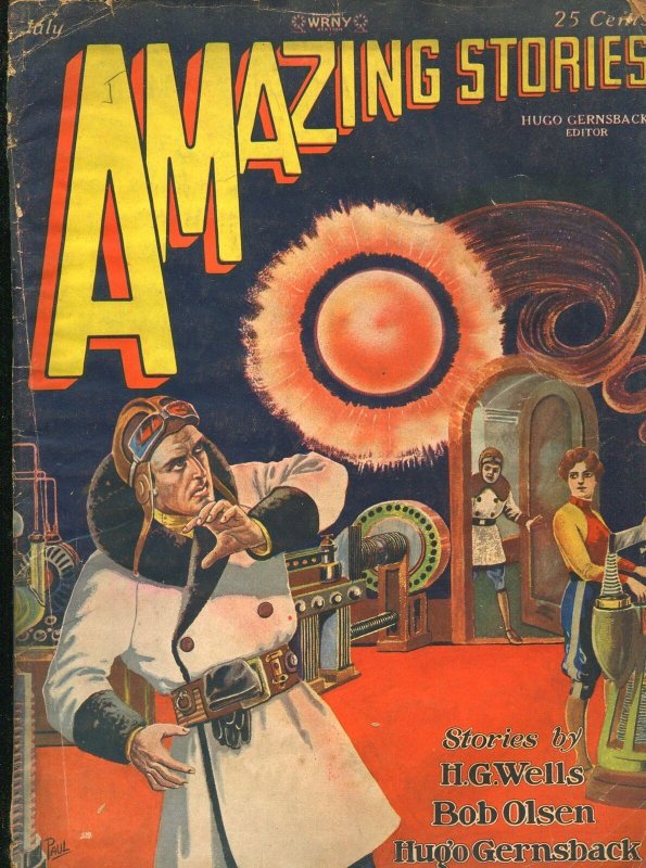 AMAZING STORIES JULY 1928-H.G. WELLS-HUGO GERNSBACK-G+