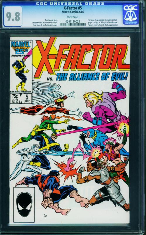 X-factor #5 1986 1st Apocalypse cgc Graded 9.8-white Pages 0241120029