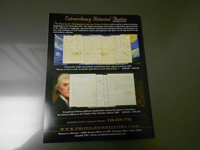 2012 Profiles In History HISTORICAL DOCUMENTS Catalog #52 Abraham Lincoln 100pgs