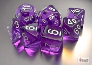 Chessex Mini 7 Die Dice Set Translucent Purple/White